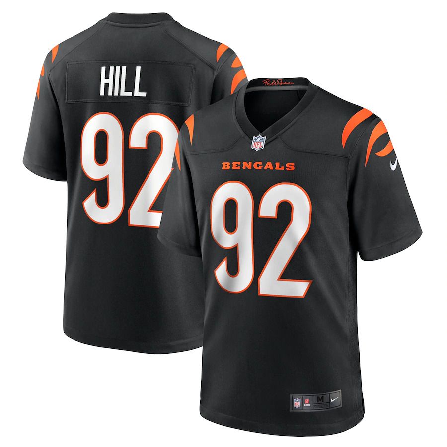 Men Cincinnati Bengals #92 B.J. Hill Nike Black Game NFL Jersey